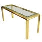 MODERN GOLD TONE AND GLASS VINTAGE CONSOLE TABLE