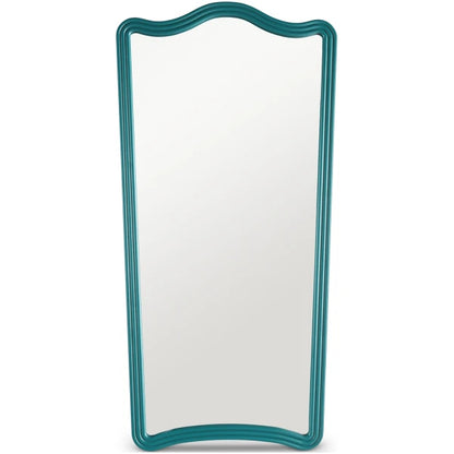 SHAPED AND RIBBED MIRROR, IN WHITE OR TEAL