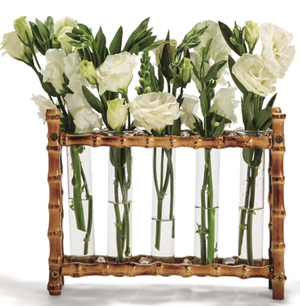 Natural Bamboo Vase with Glass Tubes