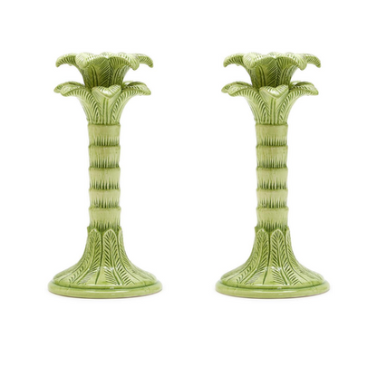 PAIR OF PALM CANDLESTICKS