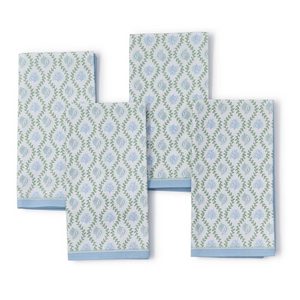 SET OF 4 BLUE & GREEN CORAL INSPIRED NAPKINS