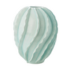 LARGE CERAMIC RUFFLED VASE - CELADON BLUE