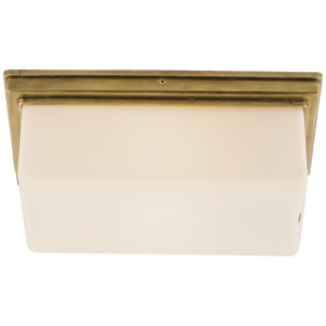 SQUARE FROSTED GLASS FLUSH MOUNT WITH BRASS FITTINGS