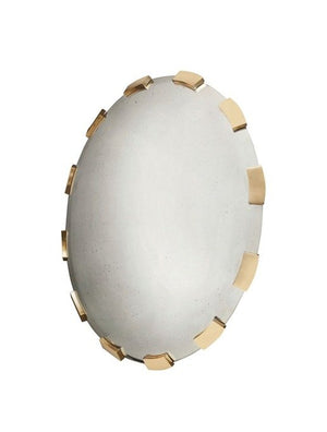 LARGE ROUND CONTEMPORARY MIRROR WITH BRASS ACCENTS