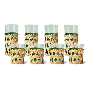 Set of Four Large Countryside Chic Lattice Glasses