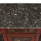 PAIR OF ANTIQUE DEMI LUNE SIDEBOARDS WITH MARBLE TOP, OPEN SHELVES AND CHINOISERIES DETAILS