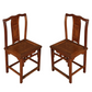 PAIR OF ASIAN WOOD CHAIRS WITH CARVED SQUARE MOTIFF
