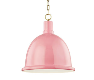 LARGE PAINTED METAL PINK PENDANT