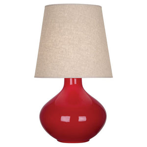 LARGE RED CERAMIC TABLE LAMP AND SHADE