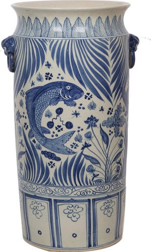 BLUE AND WHITE FISH UMBRELLA STAND