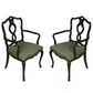 SET OF EIGHT BLACK DINING CHAIRS WITH CABRIOLE LEGS