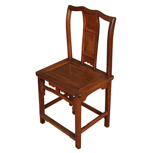 PAIR OF ASIAN WOOD CHAIRS WITH CARVED SQUARE MOTIFF