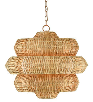 SMALL WOVEN RATTAN GEOMETRIC CHANDELIER