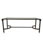 VINTAGE NARROW METAL NEOCLASSICAL GLASS TOP COFFEE TABLE