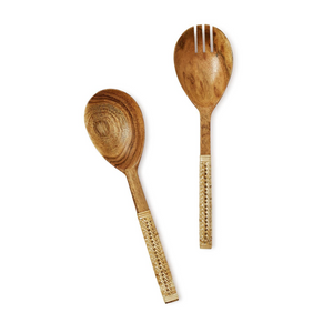 WOODEN & RATTAN SERVING UTENSILS