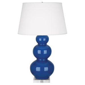 TRIPLE GOURD COBALT BLUE LAMP WITH LUCITE BASE