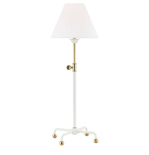 WHITE AND BRASS BUFFET LAMP