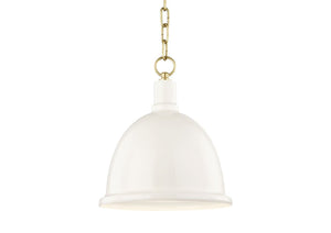 LARGE PAINTED METAL WHITE PENDANT