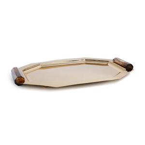 OCTAGONAL ALLOY TRAY WITH HORN HANDLES